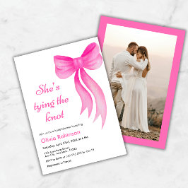 Photo Pink Bow She's Tying the Knot Bridal Shower  Einladung