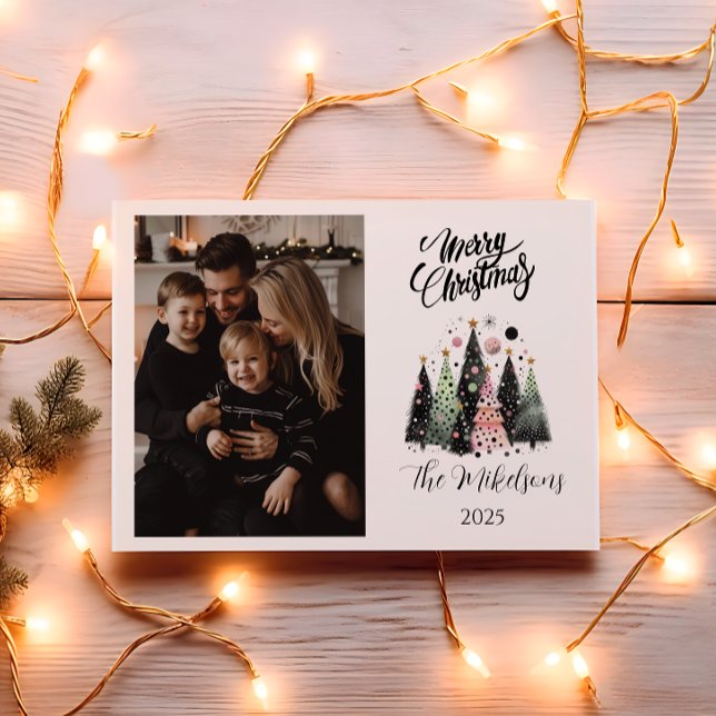 Photo Pink Forest Christmas Feiertagskarte (Von Creator hochgeladen)