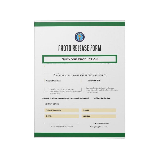 Photo Release Form Notepad Notizblock (Rotiert)