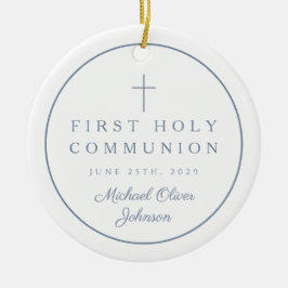 Photo Religious Cross Boy First Communion Keramik Ornament