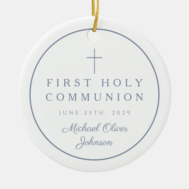 Photo Religious Cross Boy First Communion Keramik Ornament (Vorne)