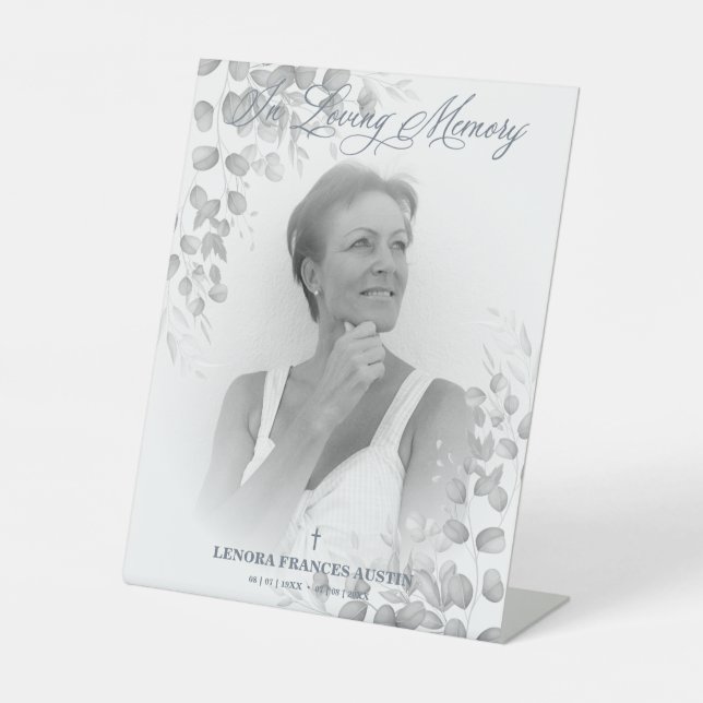 Photo Remembrance Service Dear Ones in Black White Sockelschild (Vorderseite)