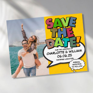 Photo Save the Date Fun Retro Comic Book Pop Art Postkarte