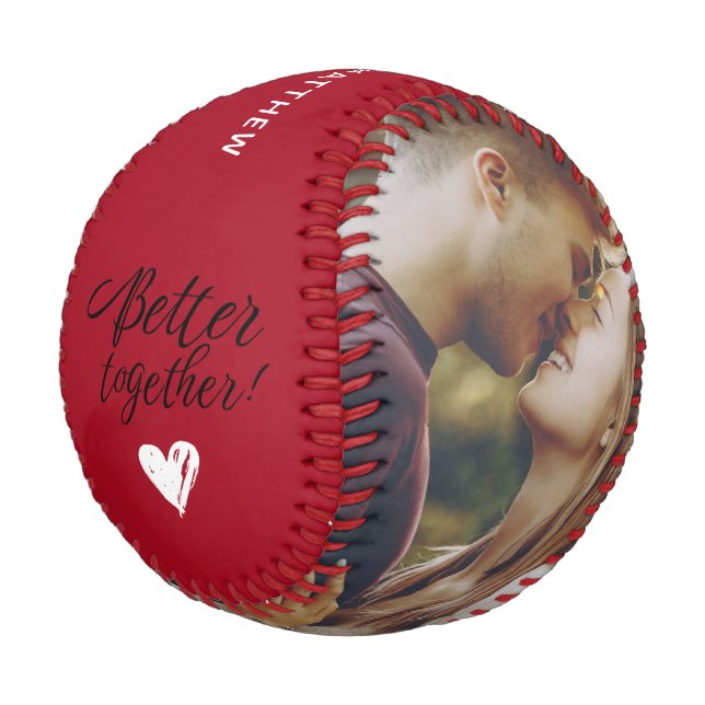 Photo Script Better Together Custom Baseball (Schrägansicht)