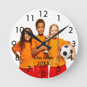 Photo sports team keepsake kids runde wanduhr