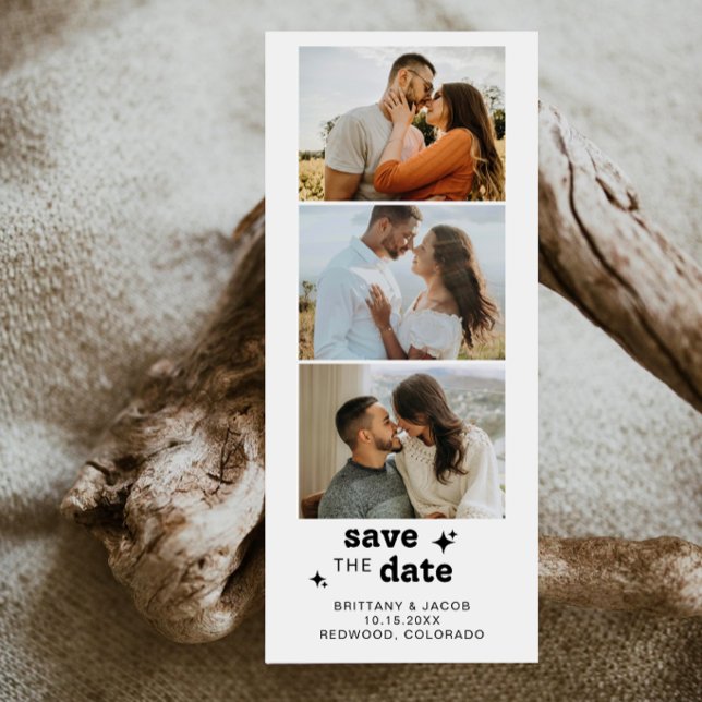 Photo Strip Bold Retro Wedding Save The Date (Von Creator hochgeladen)