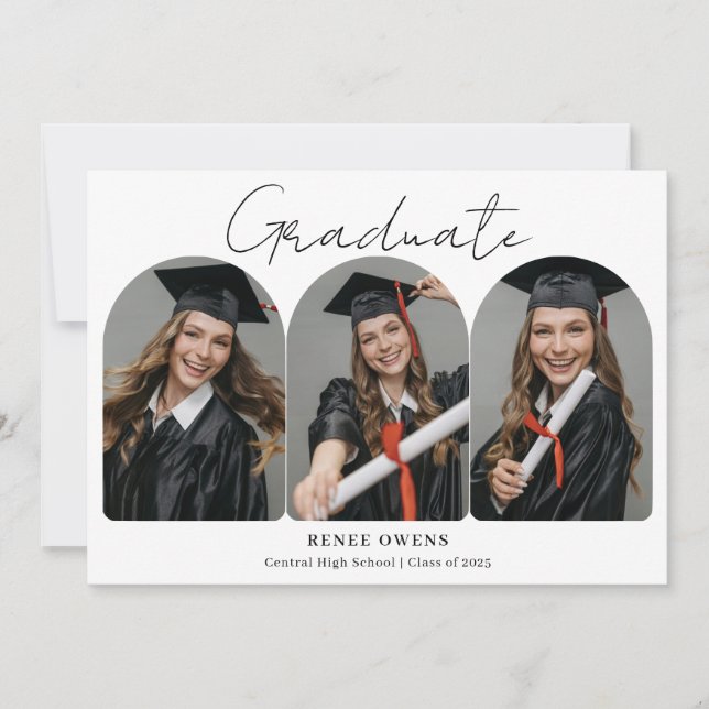 Photo Template Graduation Flat Announcement Card Ankündigung (Vorderseite)