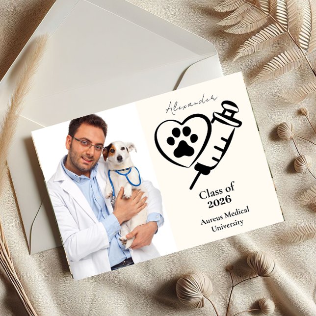  Photo Veterinary Medicine Paw Graduation Party Ankündigung (Von Creator hochgeladen)