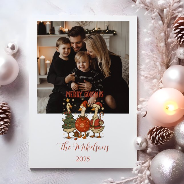 Photo Vintage Goose Christmas Feiertagskarte (Von Creator hochgeladen)