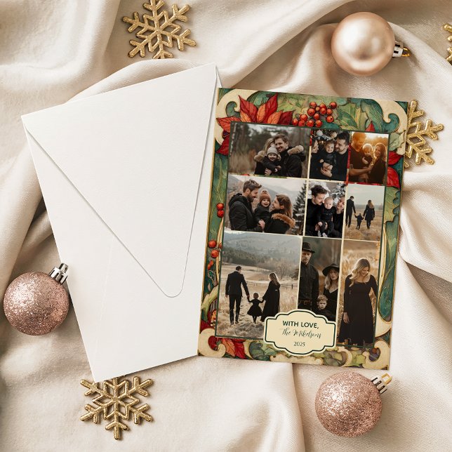 Photo Vintage Poinsettia Christmas Feiertagskarte (Von Creator hochgeladen)