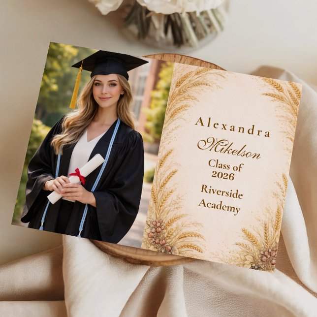 Photo Vintage Wheat Field Graduation Party Ankündigung (Von Creator hochgeladen)