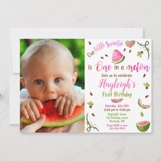 Photo Watermelon birthday invitation 1st birthday Einladung