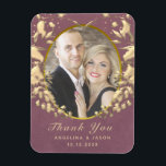 Photo Wedding Thank You Favor Magnet<br><div class="desc">Chic,  modern,  elegant purple wedding thank you favor magnet,  with gold art-deco heart and custom photo of the couple.</div>