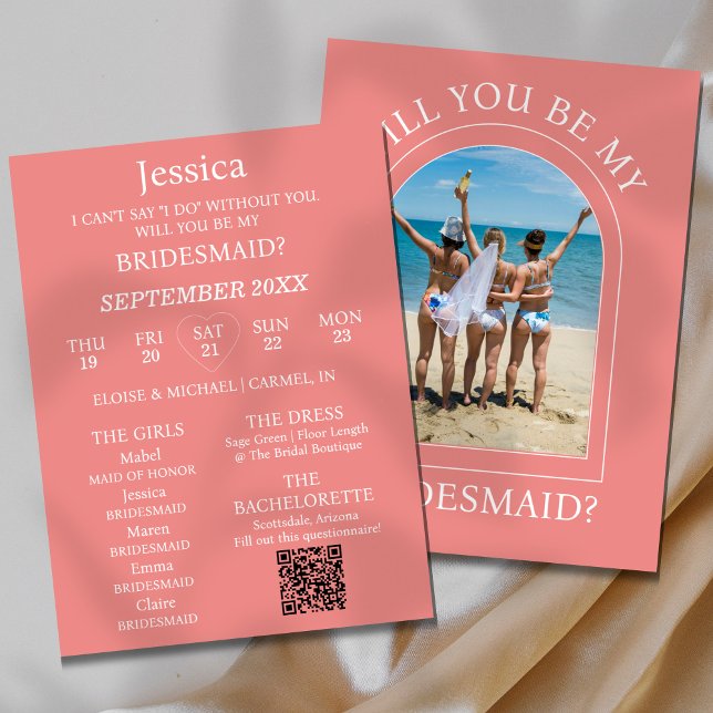Photo Will You Be My Bridesmaid Proposal Card Einladung (Pop the question to your bridal party with this Photo Will You Be My Bridesmaid Proposal Card! )