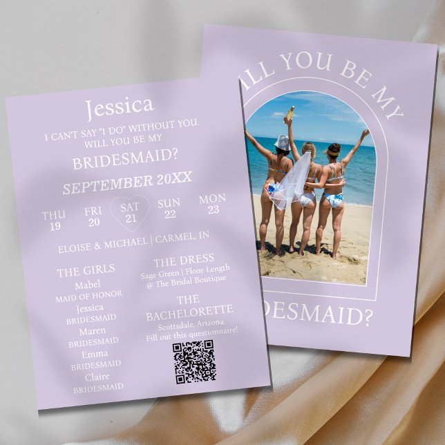 Photo Will You Be My Bridesmaid Proposal Card Einladung (Pop the question to your bridal party with this Photo Will You Be My Bridesmaid Proposal Card!)