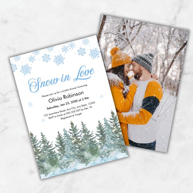 Photo Winter Snow in Love Snowflakes Bridal Shower Einladung (Photo Winter Snow in Love Snowflakes Bridal Shower Invitation )