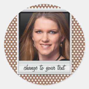 photoframe auf weißem u. braunem Punkt Runder Aufkleber