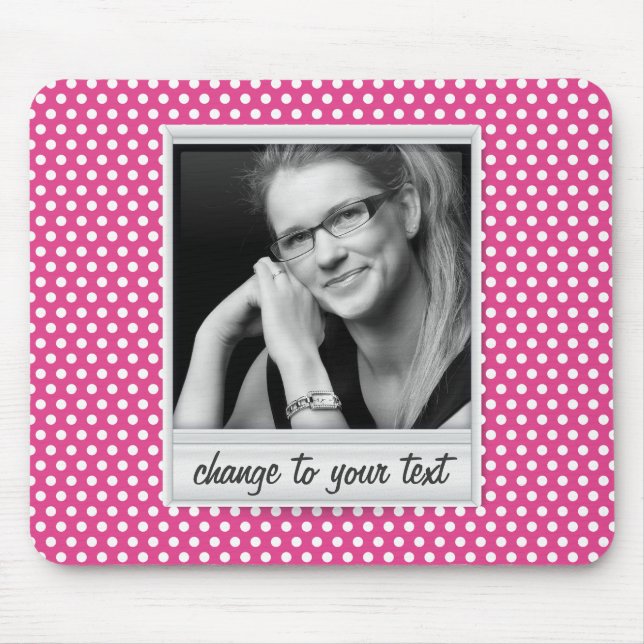 photoframe auf weißem u. rosa Punkt Mousepad (Vorne)
