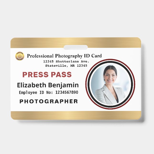Photographer Media Employee Press Pass ID Card Ausweis (Vorderseite)