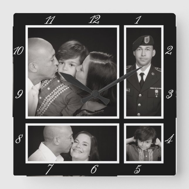 Photographische moderner Familien-Dekor der Quadratische Wanduhr (Vorderseite)
