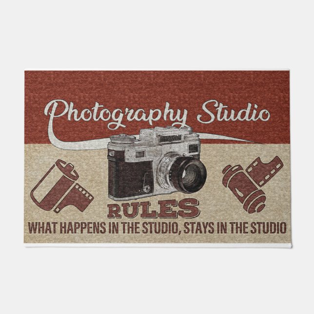 Photography Studio Rules Rug, Cameraman Gift Fußmatte (Vorderseite)