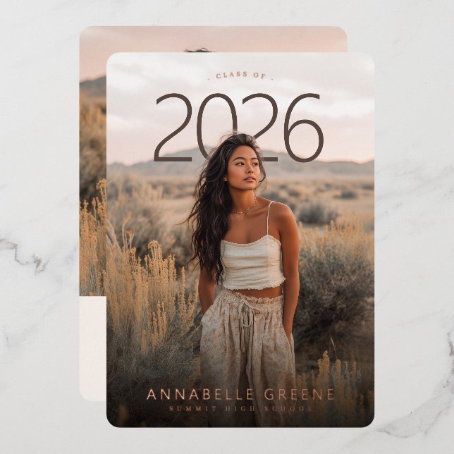 PhotoPop Modern Arch Photo Graduation Party Folieneinladung (Vorderseite/Rückseite)