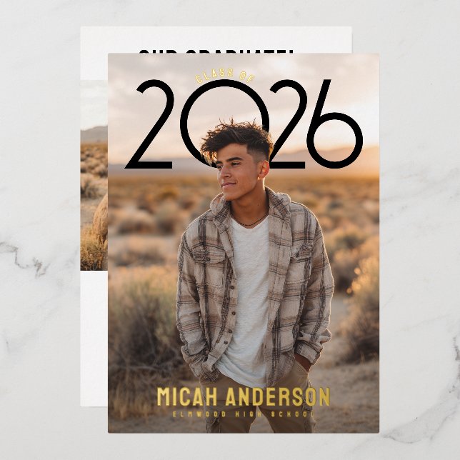 PhotoPop Modern Graduation  Folieneinladung (Vorderseite/Rückseite)