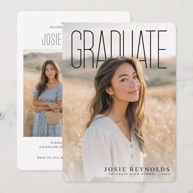 PhotoPop Modern Photo Collage Graduation Party Einladung (Vorne/Hinten)