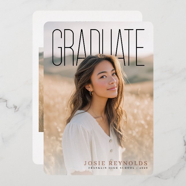 PhotoPop Modern Photo Collage Graduation Party Folieneinladung (Vorderseite/Rückseite)