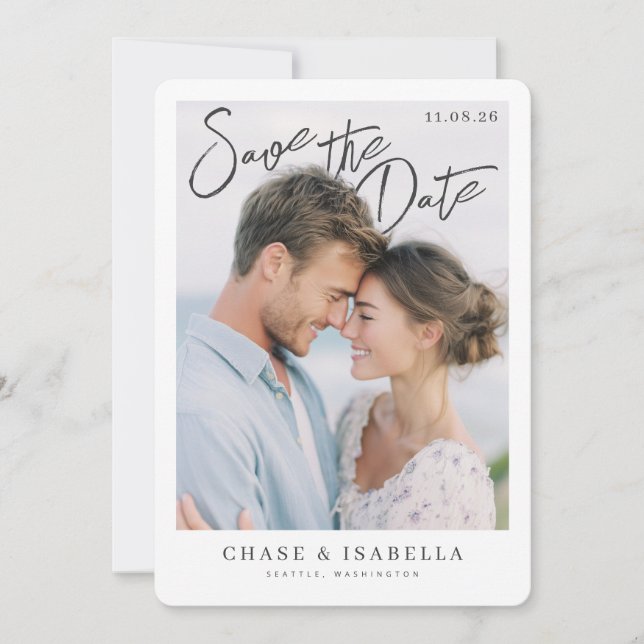 PhotoPop Save the Date Romantic Script (Vorderseite)