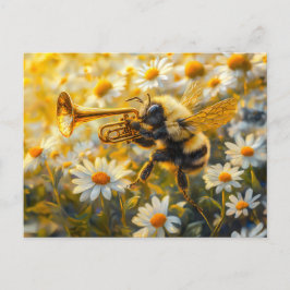 Photorealistic Bumblebee Playing Trumpet in Front  Postkarte