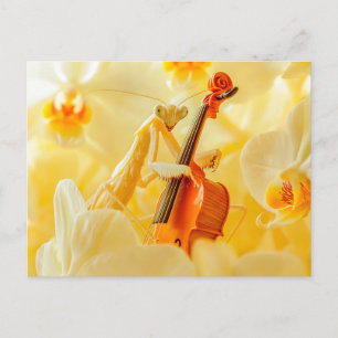 Photorealistic Praying Mantis Playing Cello Postkarte