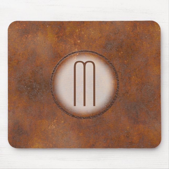 Photorealistic verrostetes Metall mit Monogramm Mousepad (Vorne)