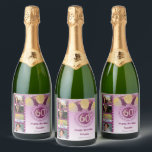 Photos, 60th Birthday Rose Gold Glitter Champagne<br><div class="desc">Surprise your guests with these elegant Champagne Labels featuring a stylish Rose Gold glitter with a unique glitter number 60 and four custom pictures.</div>