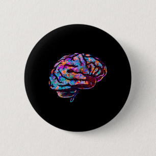 Phsychedelic Art Gefärbte Krawatte Human Brain Coo Button