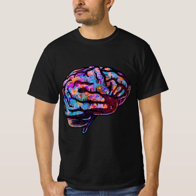 Phsychedelic Art Tie Dye Human Brain Cool Neurolog T-Shirt (Vorderseite)