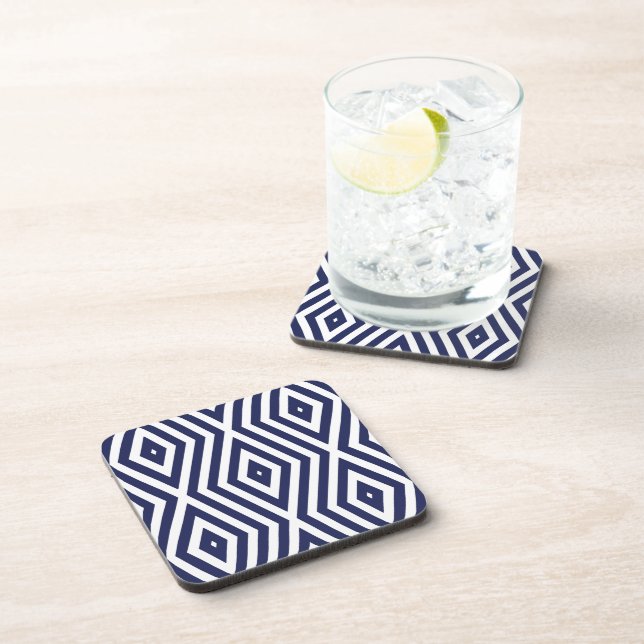 Phthalo Blue Moods Diamond Chevrons Getränkeuntersetzer (Rechte Seite)