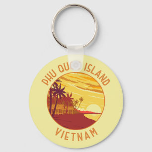 Phu Quoc Island Vietnam Retro Distressed Circle Schlüsselanhänger