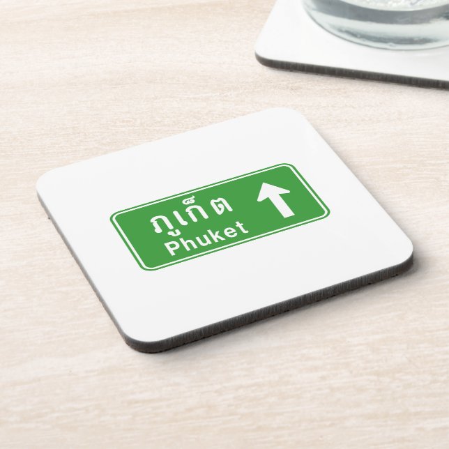 Phuket Ahead ⚠ Thai Highway Traffic ⚠ Getränkeuntersetzer (Linke Seite)