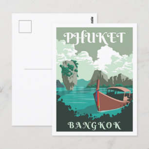 Phuket Bangkok Thailand Reiseort Illustration Postkarte