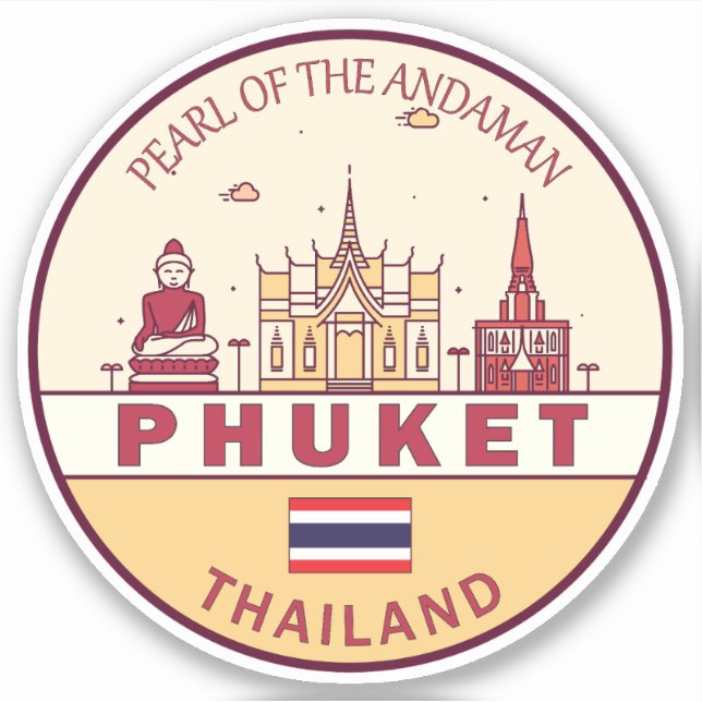 Phuket Thailand City Skyline Emblem Aufkleber (Vorderseite)
