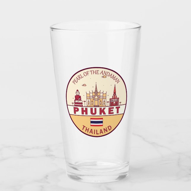 Phuket Thailand City Skyline Emblem Glas (Vorderseite)