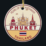 Phuket Thailand City Skyline Emblem Keramik Ornament<br><div class="desc">Phuket minimalistisches,  farbenfrohes Kunstdesign mit Denkmälern und Sehenswürdigkeiten der Stadt in Thailand.</div>