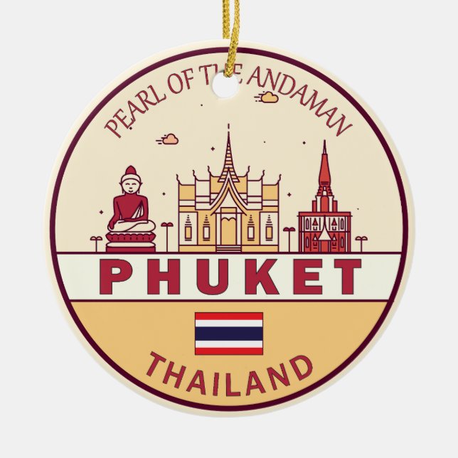 Phuket Thailand City Skyline Emblem Keramik Ornament (Vorne)