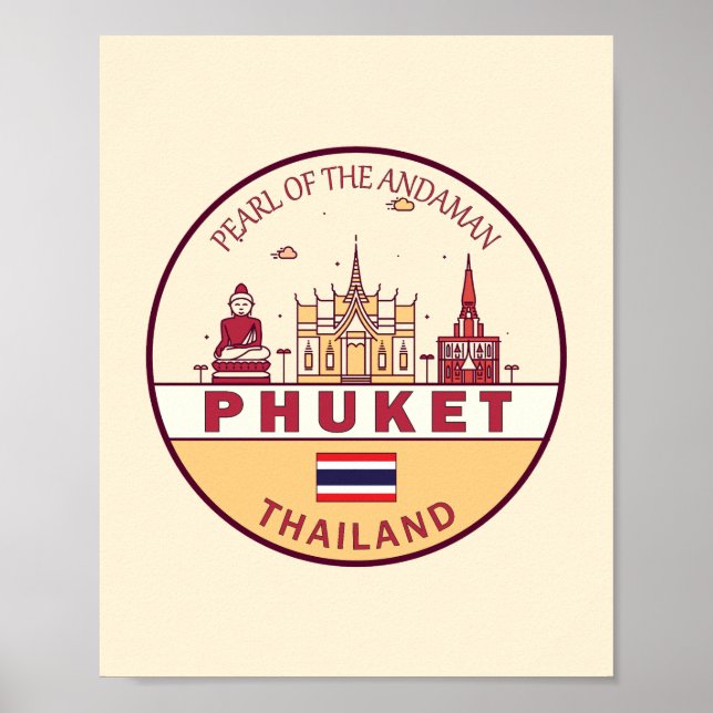 Phuket Thailand City Skyline Emblem Poster (Vorne)