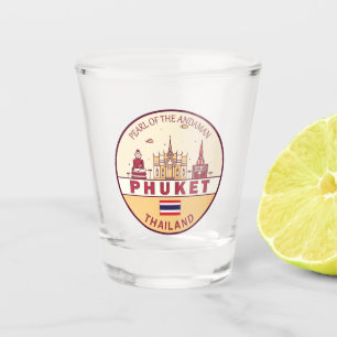 Phuket Thailand City Skyline Emblem Schnapsglas