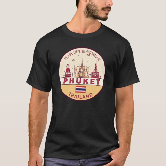 Phuket Thailand City Skyline Emblem T-Shirt (Vorderseite)