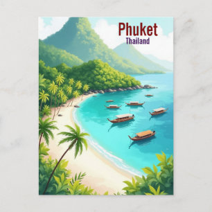 Phuket Thailand Künstlerische Reise Wasserfarbe Feiertagspostkarte