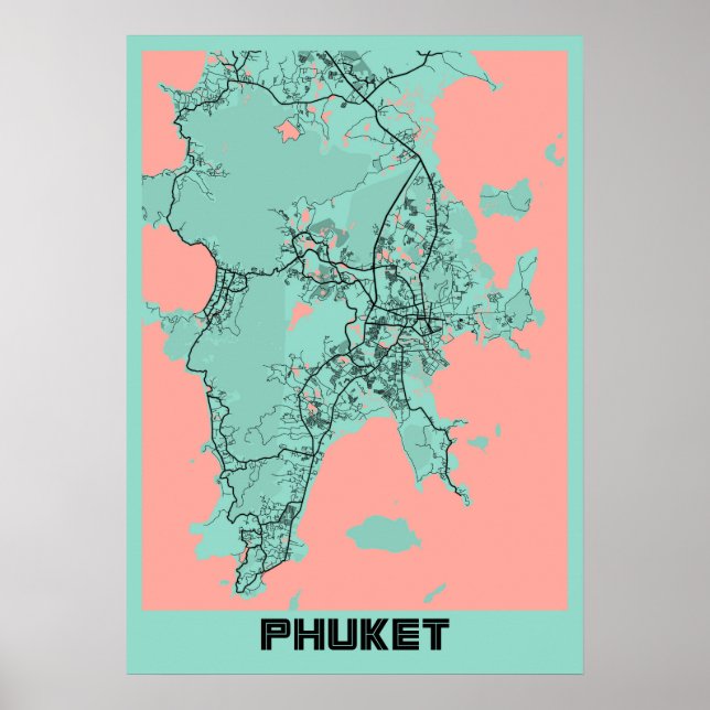 Phuket - Thailand Peony City Map Poster (Vorne)
