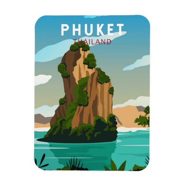 Phuket Thailand Retro Magnet (Vertikal)